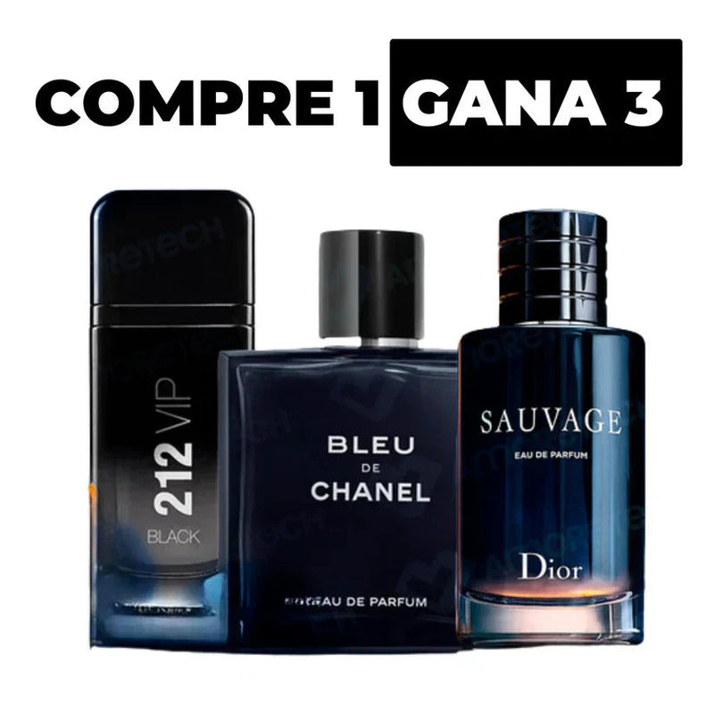 Sauvage+212 vip black+bleu Chanel - Kit Elite Hombre esencias para enamorar a las mujeres