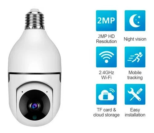 Camara Ip Tipo Bombillo 360º Robotica Wifi Vision Nocturna